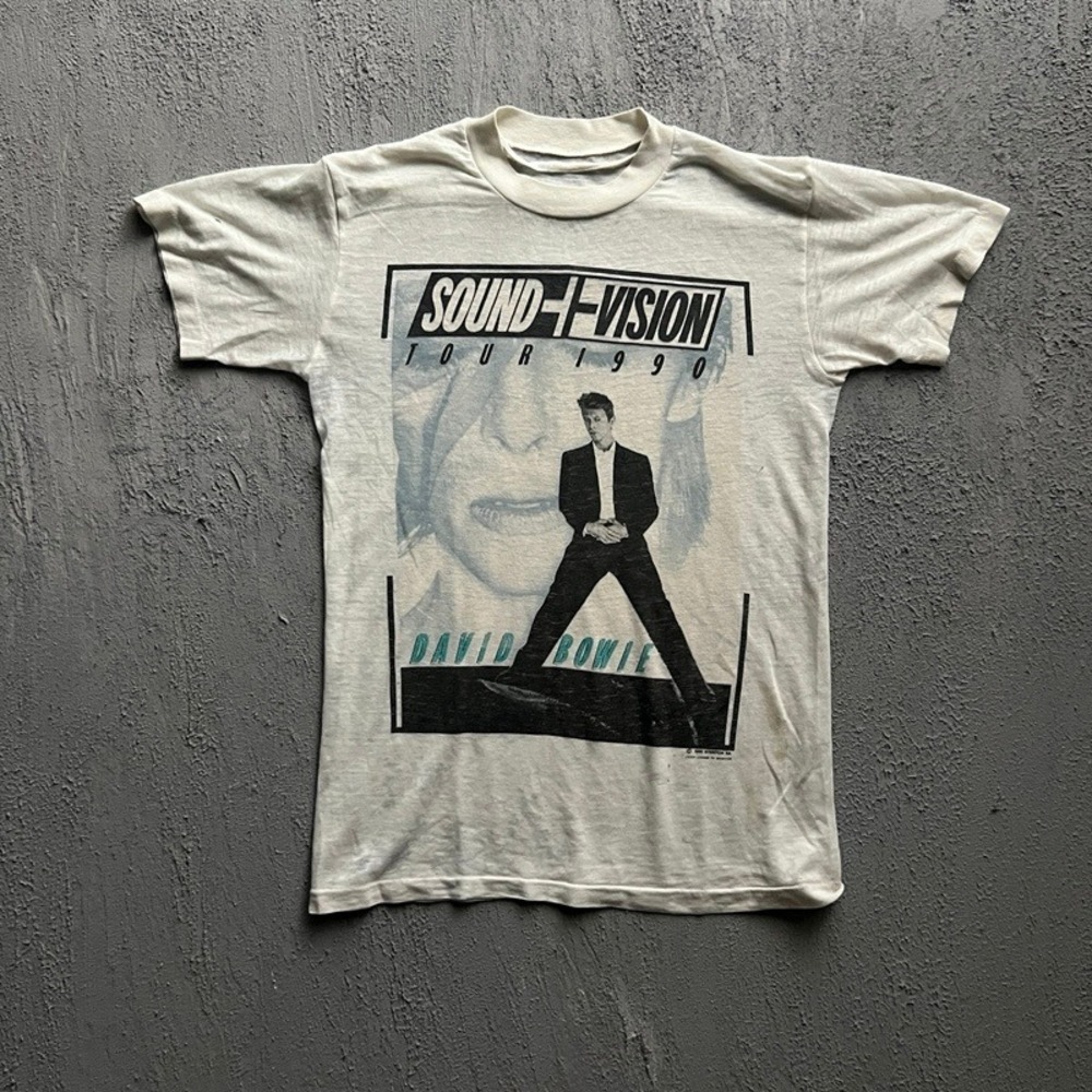 Vintage David Bowie Shirt XS White 1990 Sound + Vision Tour